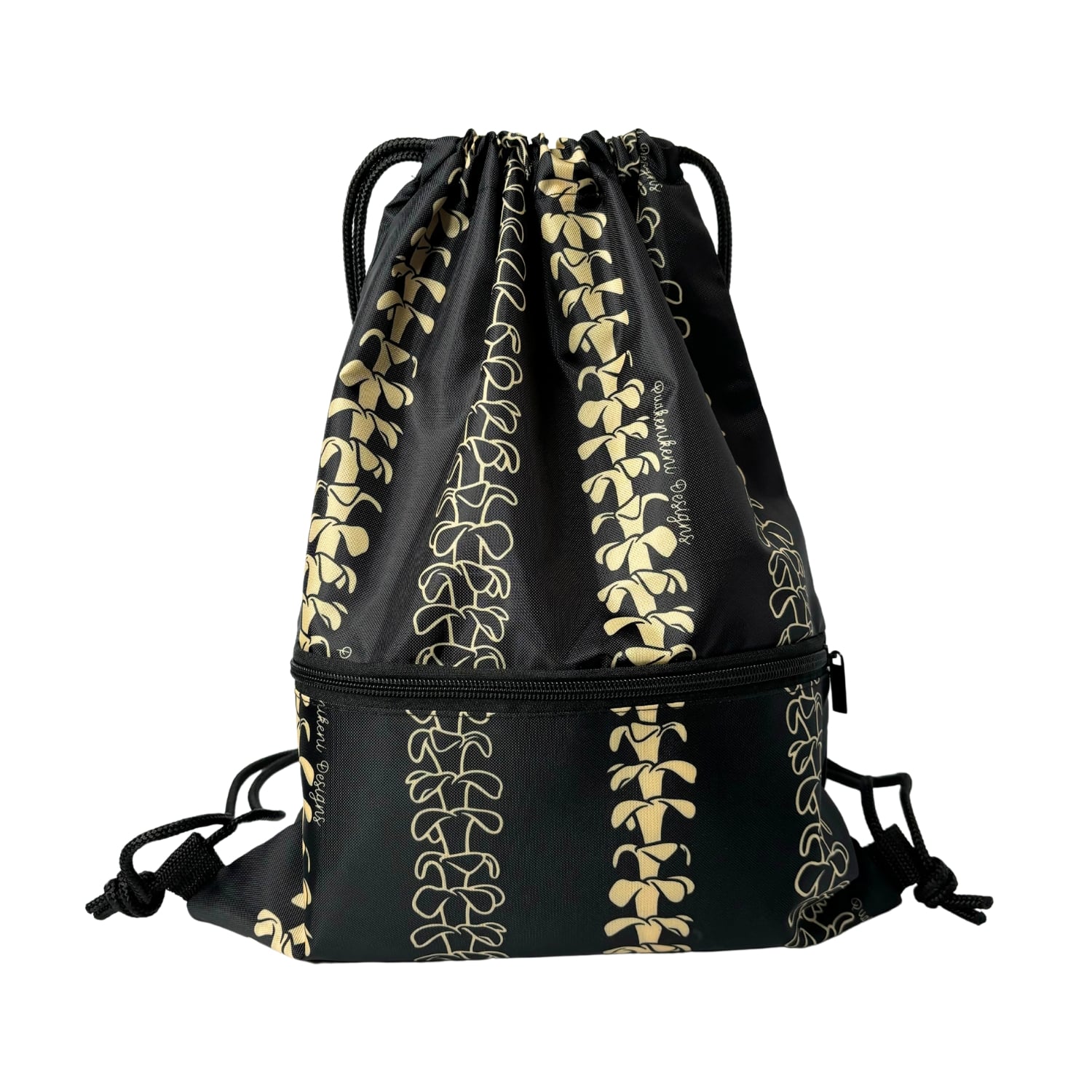 cinch drawstring backpack with pua kenikeni lei from Puakenikeni Designs Beige Lei