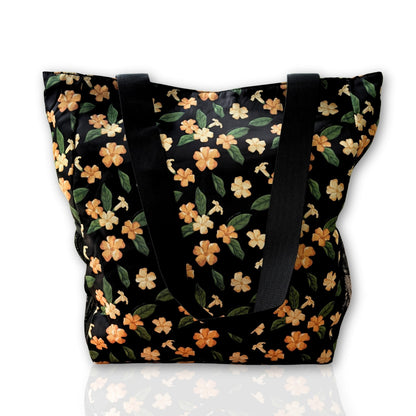 Holoholo bag with pua kenikeni flowers and leaves from Puakenikeni Designs