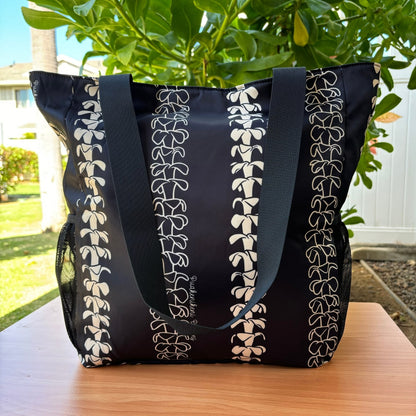 Pua kenikeni Holoholo Bag for travel from Puakenikeni Designs - use for beach, diaper bag, handbag, hula bag front view