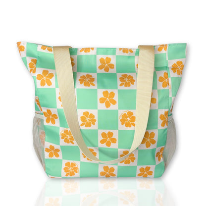 puakenikeni holoholo bag in turquoise checker from Puakenikeni Designs