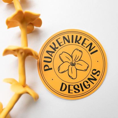 Puakenikeni Designs Logo Promotional Sticker with puakenikeni clay lei